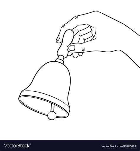 Hand ring bell coloring book Royalty Free Vector Image