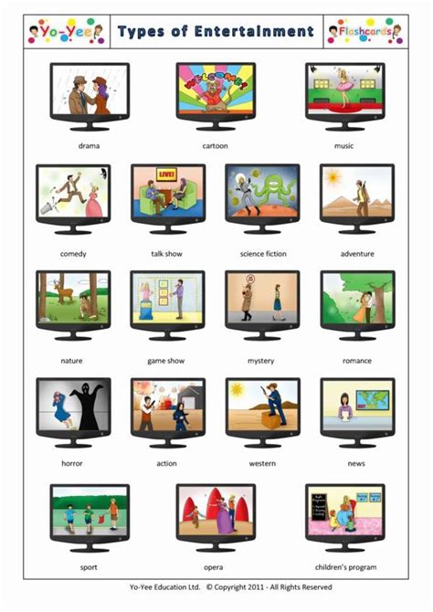 Entertainment and TV Channel Flashcards for Kids