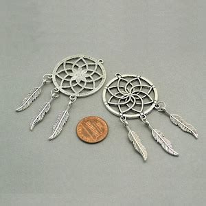 Dream Catcher Charms, Large Dream Catcher With Feather Pendant Beads, up to 2 Pcs, Antique ...