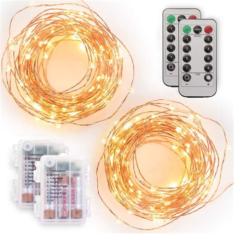 Tenergy [2 Pack] Battery Operated LED String Lights, 16.ft Light String ...