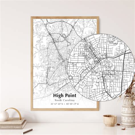 Map of High Point Digital File, Modern City Map, High Point Printable Map, High Point Map ...