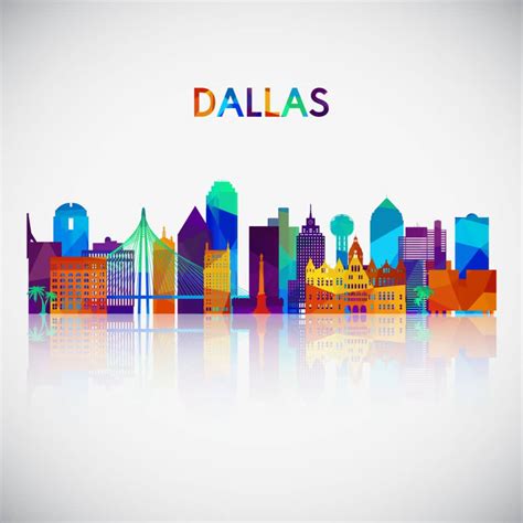 Dallas skyline silhouette in colorful geometric style. Symbol for your ...