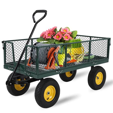 Garden Cart on Wheels 880Lbs/1100Lbs/1500Lbs Capacity, Heavy Duty Full ...