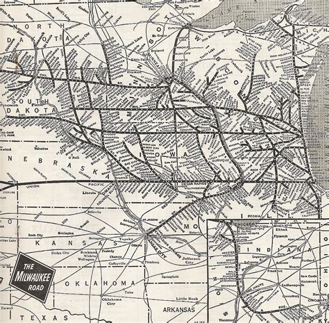 1956 Milwaukee Road Midwest System Map