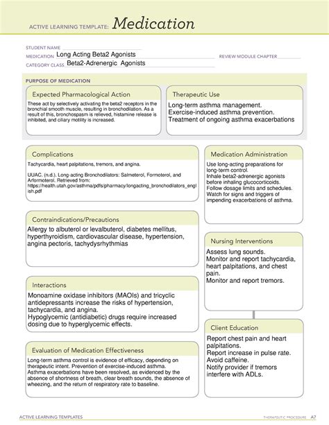 ATI Medication-Long Acting Beta2 Agonists - ACTIVE LEARNING TEMPLATES ...