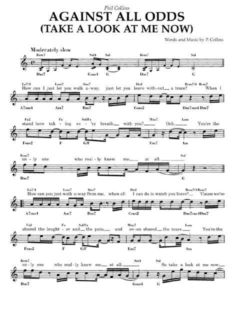 AGAINST ALL ODDS Sheet music | Easy Sheet Music