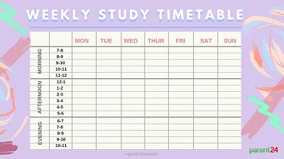 PRINT IT: Weekly study timetable | Parent24