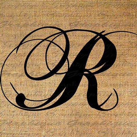 Monogram Initial Letter R Digital Collage Sheet Burlap Digital | Etsy ...