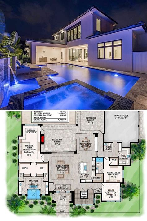 4-Bedroom Two-Story Contemporary Home (Floor Plan) | Modern house floor plans, Modern ...