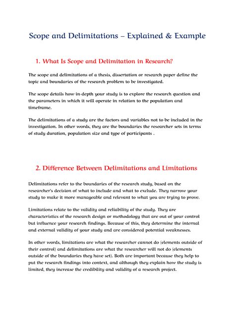 Scope And Delimitation Sample