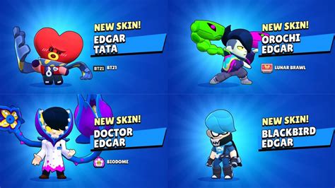 ALL EDGAR SKINS UNLOCK ANIMATION | Brawl Stars - YouTube