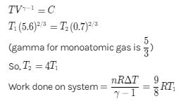 5.6 liter of helium gas at STP is adiabatically compressed to 0.7 lit - askIITians