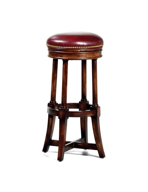 Unique red leather round bar stool