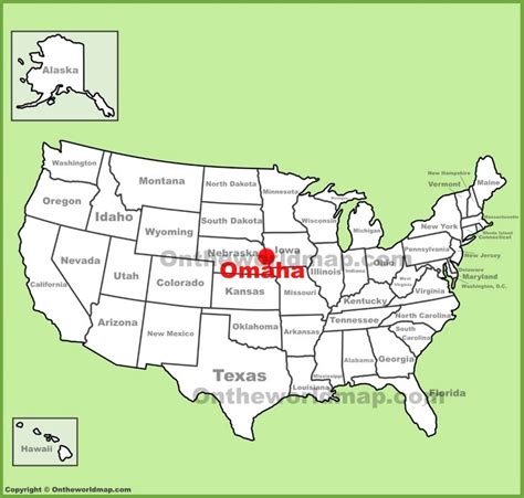 Omaha location on the U.S. Map - Ontheworldmap.com