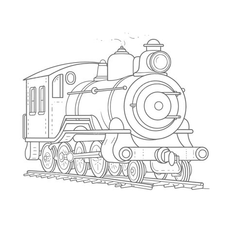 Coloring Sheet With An Outline Pattern Of A Steam Engine Sketch Drawing Vector, Steam Train ...