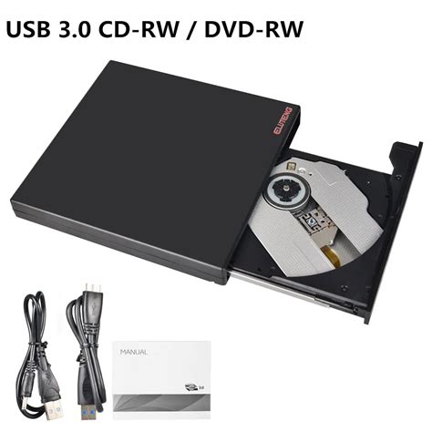 ELUTENG USB 3.0 External DVD Drive Optical DVD RW CD RW Burner Case Portable DVD Enclosure Slim ...