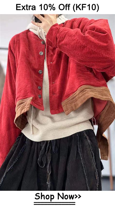 Vintage Red Oversized Patchwork Thick Corduroy Coat Winter | Corduroy coat, Diy denim skirt ...