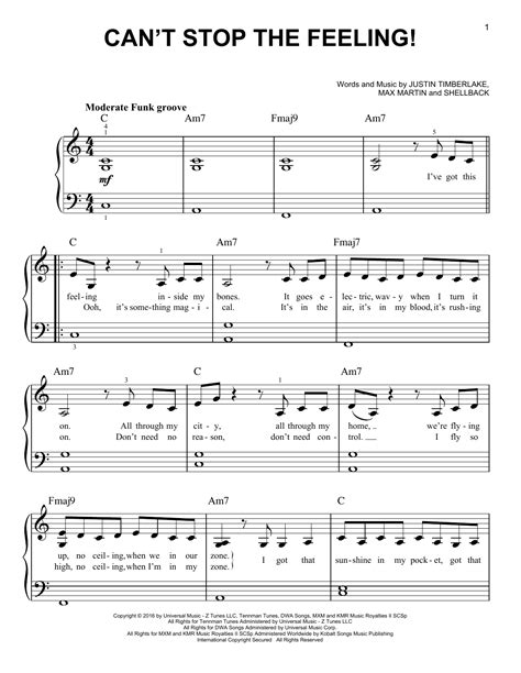 Can't Stop The Feeling | Sheet Music Direct