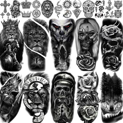 Buy EGMBGM 22 Sheets Halloween Skull Temporary Tattoos For Women Neck ...