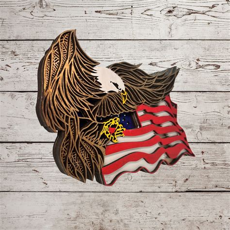 Handcrafted Wooden American Eagle Flag Show Your American Patriotism With This Beautiful Art ...