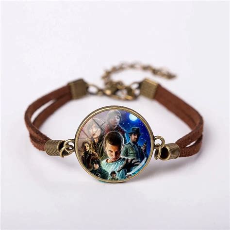 Stranger Things Round Pendant TV Series bracelet Steampunk bracelet jewelry Men vintage Brass ...