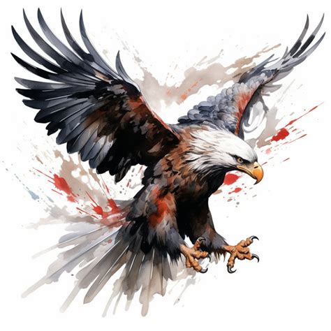 Watercolor Realism Flying Eagle Tattoo Vibrant Avian Majesty - Etsy