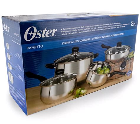 Oster Rametto 8 Piece Stainless Steel Kitchen Cookware Set - QVC.com