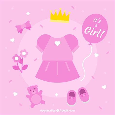 Cute baby girl background in flat style | Free Vector