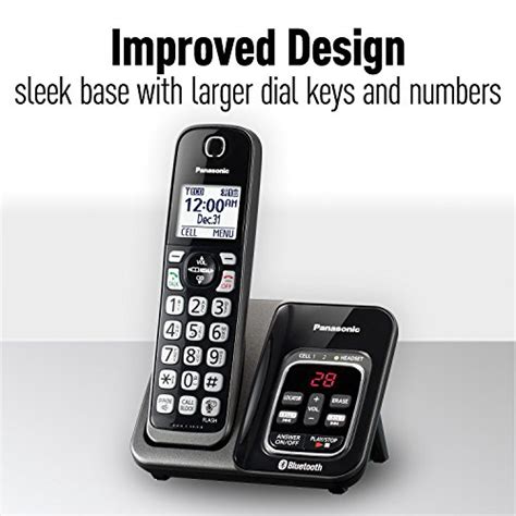 PANASONIC Expandable Cordless Phone System with Link2Cell Bluetooth, Voice Assistant, Answering ...