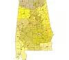Alabama simple zip code map | Your-Vector-Maps.com