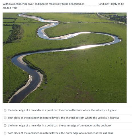 Solved Within a meandering river, sediment is most likely to | Chegg.com