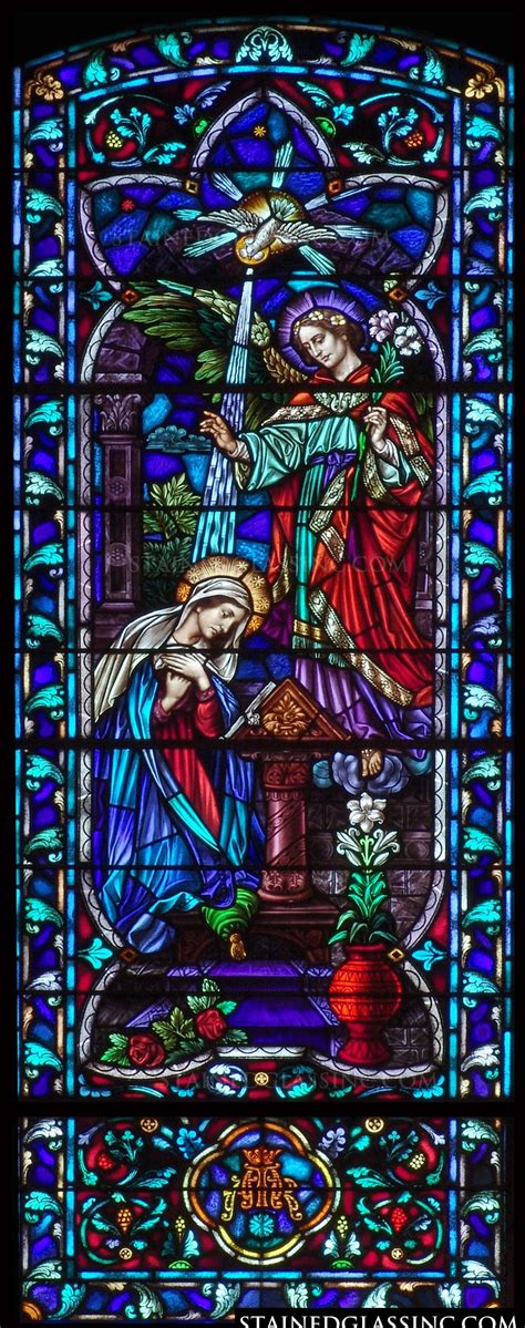 "Floral Annunciation" Religious Stained Glass Window