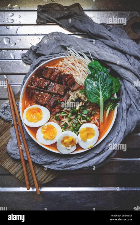 Ramen, noodles with egg Stock Photo - Alamy