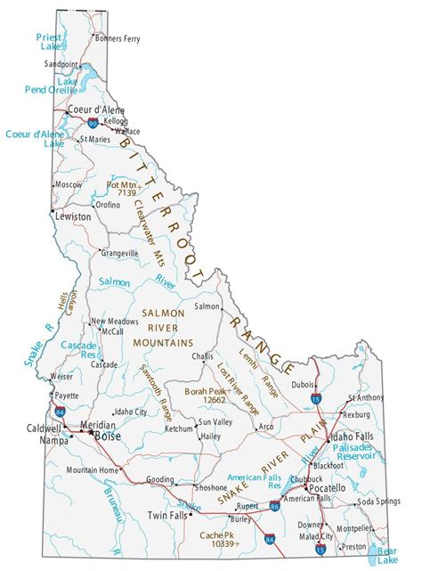 Map of Idaho - Cities and Roads - GIS Geography