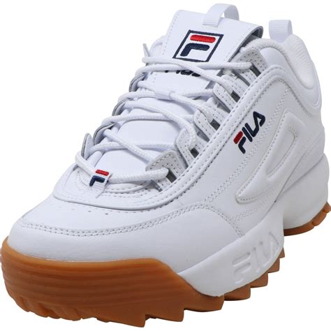 FILA - Fila Men's Disruptor Ii Premium White / Navy Gum Ankle-High Patent Leather Sneaker - 12M ...