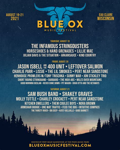 2021 Daily Lineup - Blue Ox Music Festival