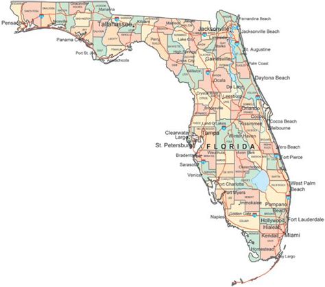 florida map with cities | map of Florida with major cities and roads ...