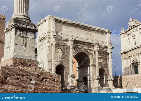 Arch of Septimius Severus stock photo. Image of inscription - 90910114