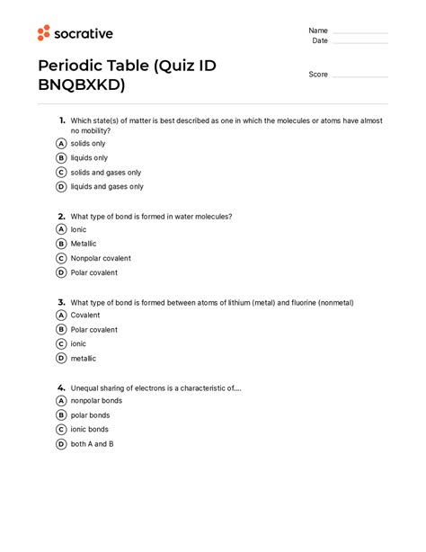 Periodic Table – Quiz Shop