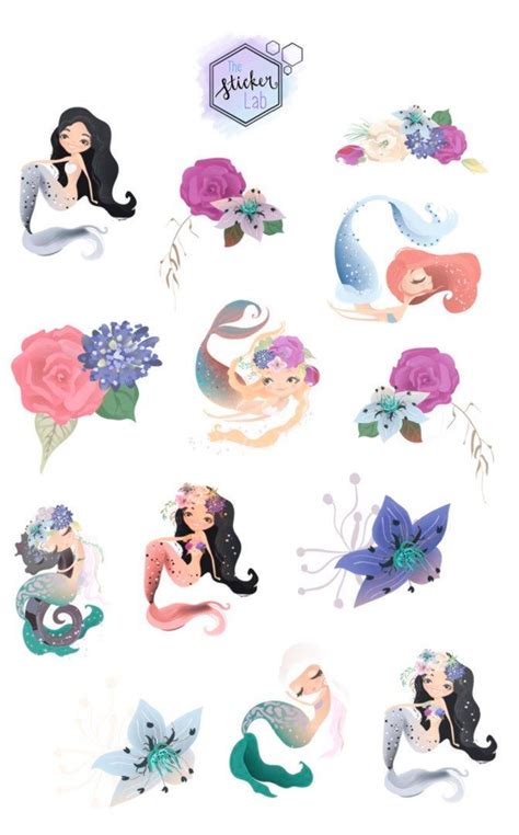 Mermaid Sticker Pack, Mermaid Birthday, Cute Stationery, Planner Stickers, Bujo Stickers by ...