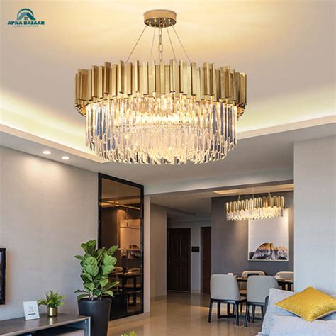 Gold Crystal Chandeliers Ceiling Lighting Modern Luxury Large Pendant Lamp Home Living Room ...