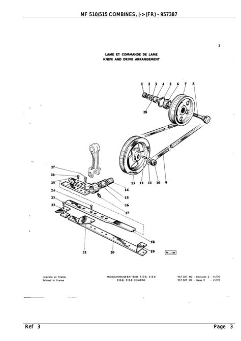 Massey ferguson mf 510 combines (fr) parts catalogue manual