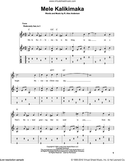 Anderson - Mele Kalikimaka sheet music for guitar solo [PDF]