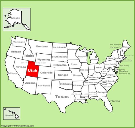 Utah location on the U.S. Map