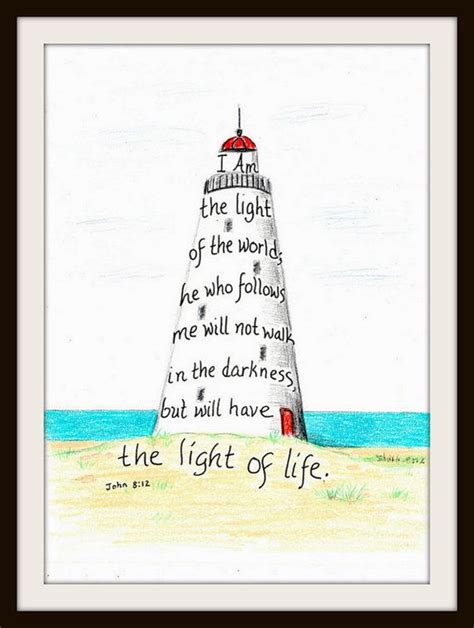 Lighthouse, Bible Verse Art Print, Hand Lettered Typography, Wall Art Decor, John 8:12 - Etsy ...