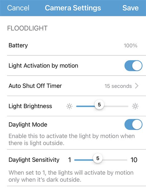 Blink — Blink Floodlight App Settings