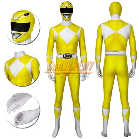 Yellow Ranger Cosplay Suit Power Rangers Yellow HQ Printed Spandex Costume