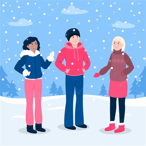 Premium Vector | Flat illustration of winter people