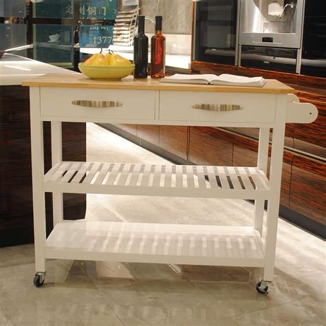 ANTFURN White Kitchen Cart with Drawers and Wheels and Shelf HDYX409797 ...