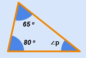 Find the measure of angle ∠p for the given triangle.35 degrees